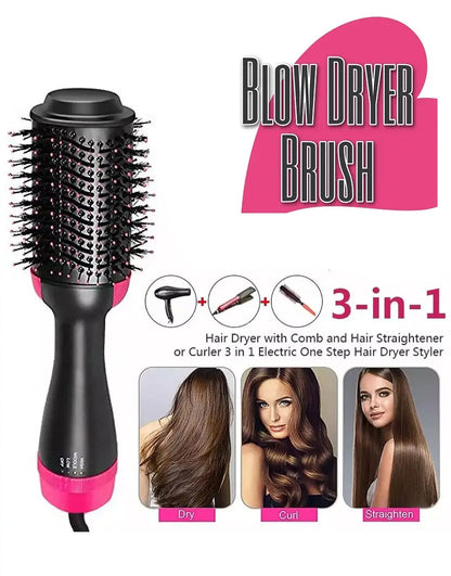 3‑in‑1 Hair Dryer Brush | One‑Step Volumizer & Styler | Dry, Straighten & Curl | Professional Hot Air Brush